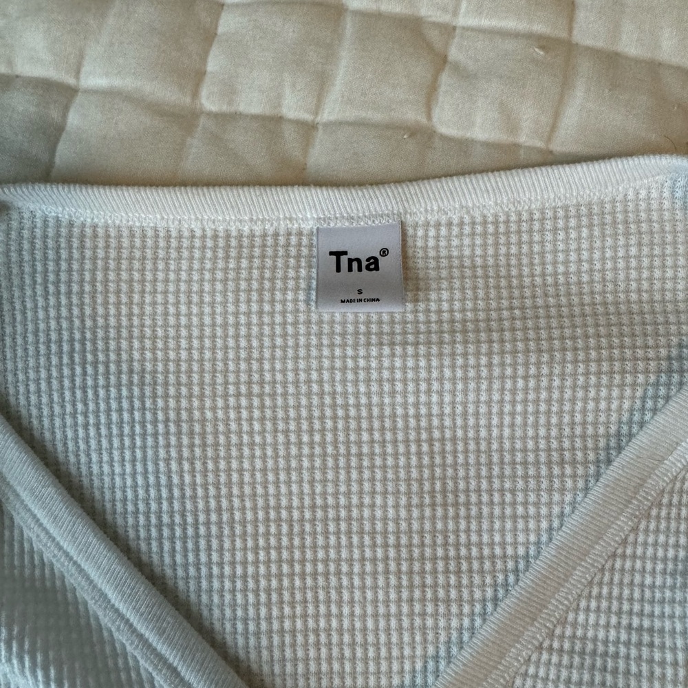 TNA Cream Button-Down Ribbed Top - Picture 2 of 2